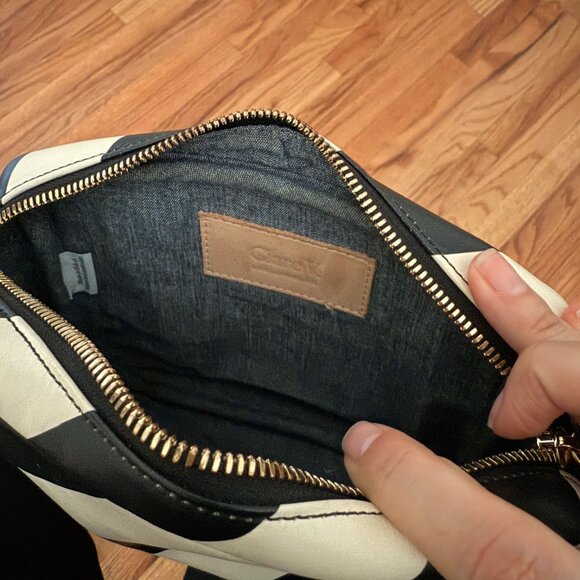 Clare V Black & Cream Striped Midi Crossbody Bag - Picture 4 of 4